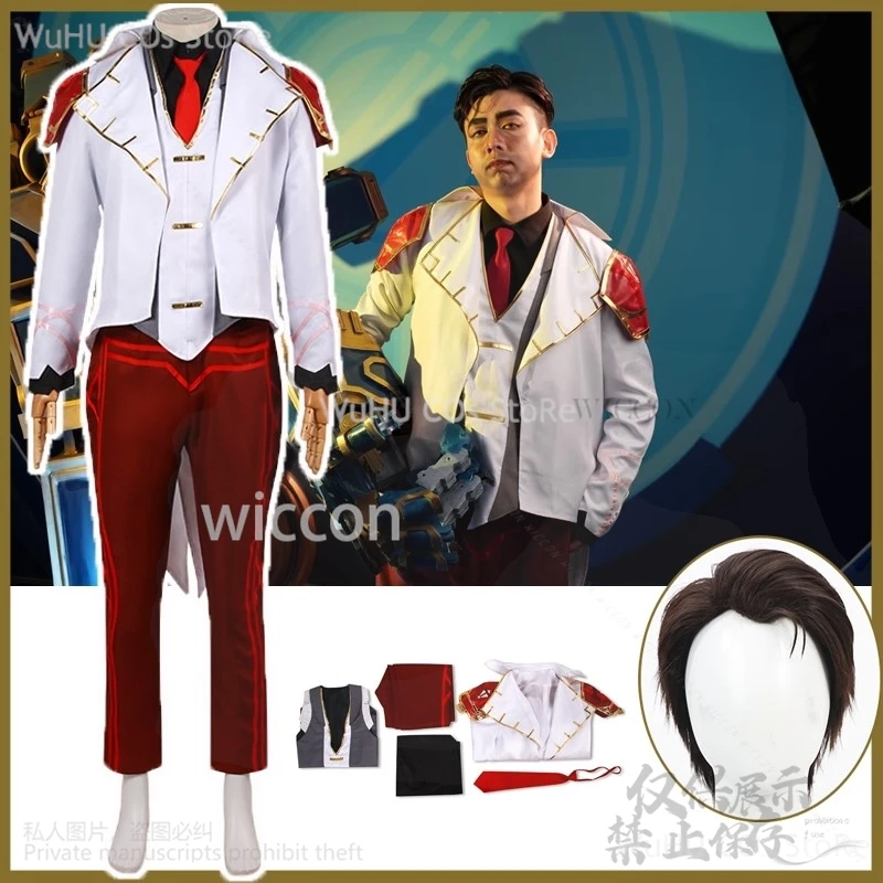 Jayce Cosplay Anime Game Lol Arcane Uniform Coat Suit Wig For Woman Man Halloween Christmas Party Cos Roleplay Arcane Customized