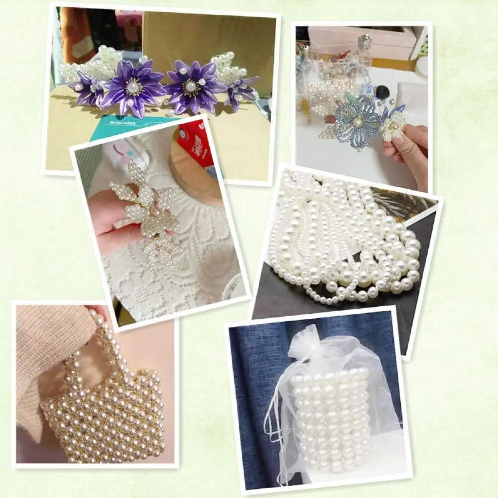 DIY Jewelry Making Supplies ABS Pearl Loose Beads Smooth Hole Round Beads For Garment Decoration High Gloss Craft