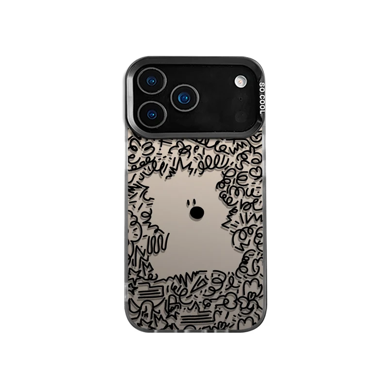 الإبداعية خط جرو نمط جراب هاتف آيفون 17 16 15 14 13 12 11 برو ماكس 17 برو XS XR زائد الصلب PC الليزر IMD ماتي غطاء