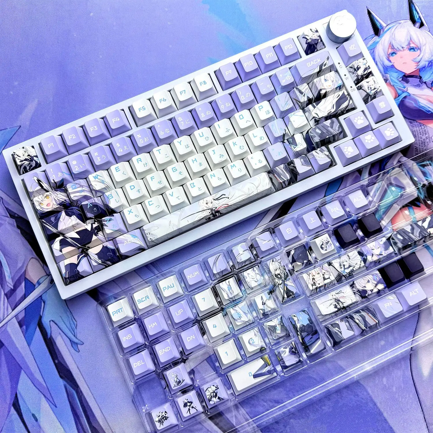 122 Key Yuki Suou Ellie Keycaps Hololive Anime Gift Cute Key Cap Cherry PBT Light-transmitting Keycap for Made68 Mad68 Wooting60