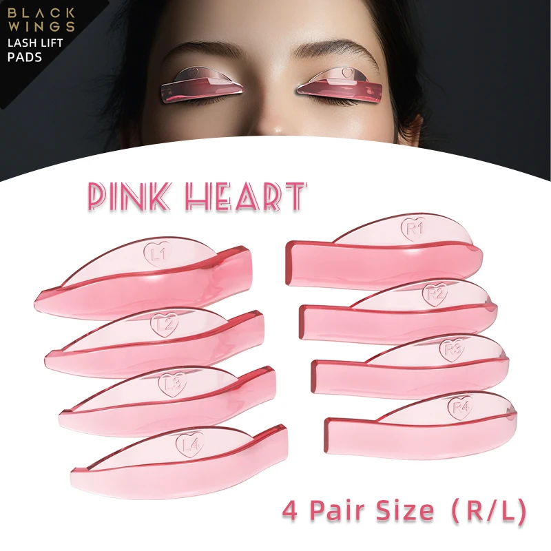 

4 pairs of pink Blackwings silicone and eyelash protectors, 3D and eyelash clip accessories, keratin and eyelash curling silicon