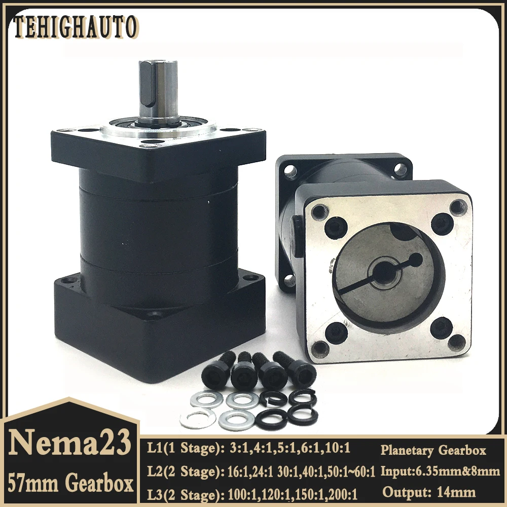 

57mm Planetary Reducer Nema23 Stepper Motor Reducer Planetary Gearbox Reduction Gear Speed Ratio 3:1,5:1,10:1~216/1 CNC Parts