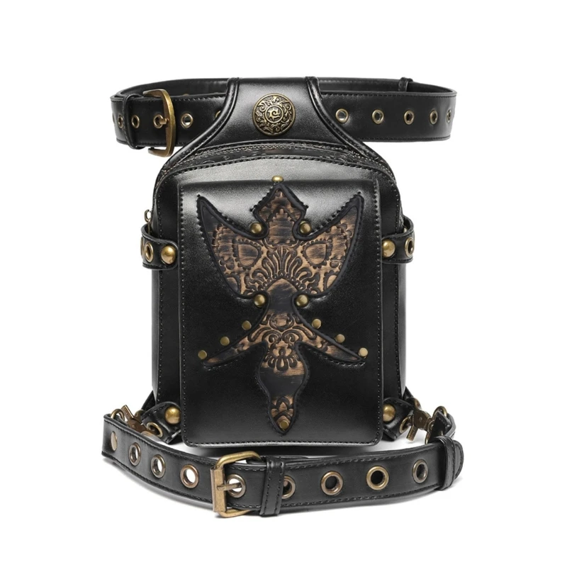 Gothic Waist Bag Fanny Pack Leather Steampunk Leg Bag Crossbody Shoulder Bags