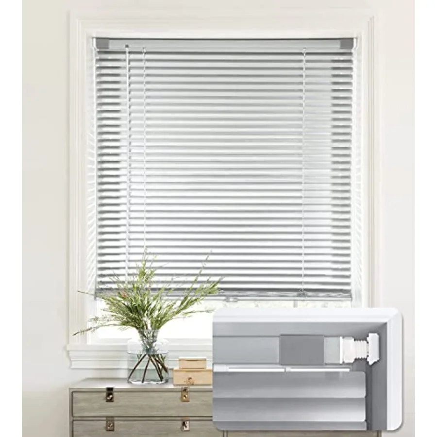

No Tools-No Drill 1" Aluminum Mini Blinds Cordless Blinds for Indoor Windows Light Filtering Horizontal Blinds and Shades for W
