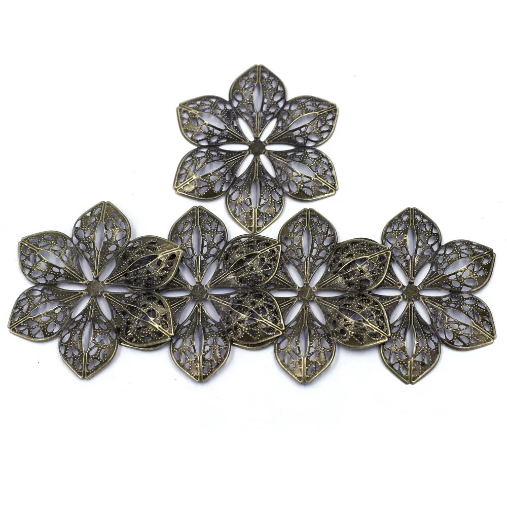 Embellishment Filigree Wraps Flower Connectors Alloy Bronze Tone Scrapbook Jewelry DIY Accessories 60mm