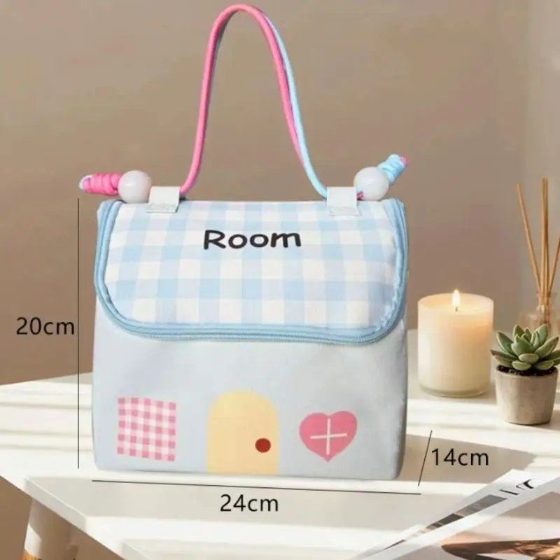 Große Kapazität, wasserdicht, Dopamin, niedliche kleine Kosmetiktasche in Hausform, tragbare Aufbewahrungstasche, Bento-Lunchbox-Tasche, Kulturbeutel – Detail 9