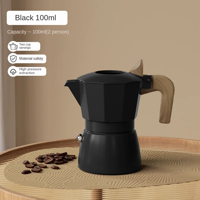 New Three-Generation Double Valve Moka Pot Extraction Espresso Black Coffee Anti-Oxidation