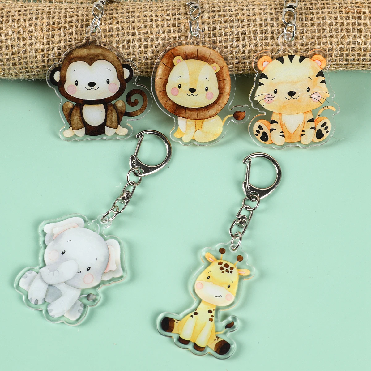 Jungle Animal Party Keychains Safari Birthday Party Decoration Kids Gifts Baby Shower Jungle Wild One 1st Birthday Supplies