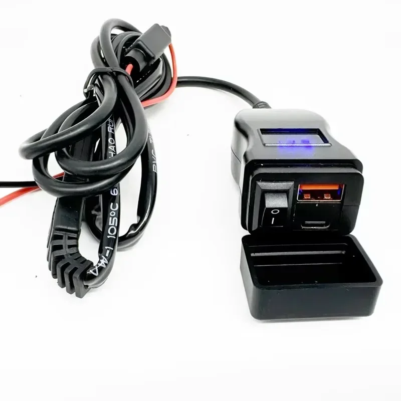 

Быстрое зарядное устройство USB для мотоцикла, двухстороннее водонепроницаемое с вольтметром и переключателем, зарядное устройство типа C, разъем для подключения зарядного устройства