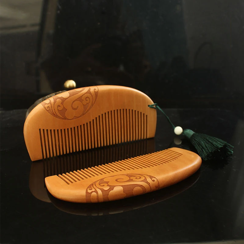 

Портативная расческа из натурального персикового дерева с кисточками, антистатические расчески с широкими зубьями, массажная расческа для головы, аксессуары для ухода за волосами