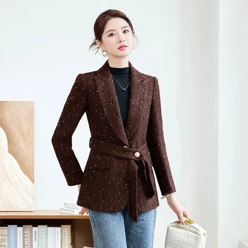 

Простой элегантный женский пиджак на осень-зиму, новый повседневный универсальный тонкий толстый профессиональный пиджак для поездок на работу