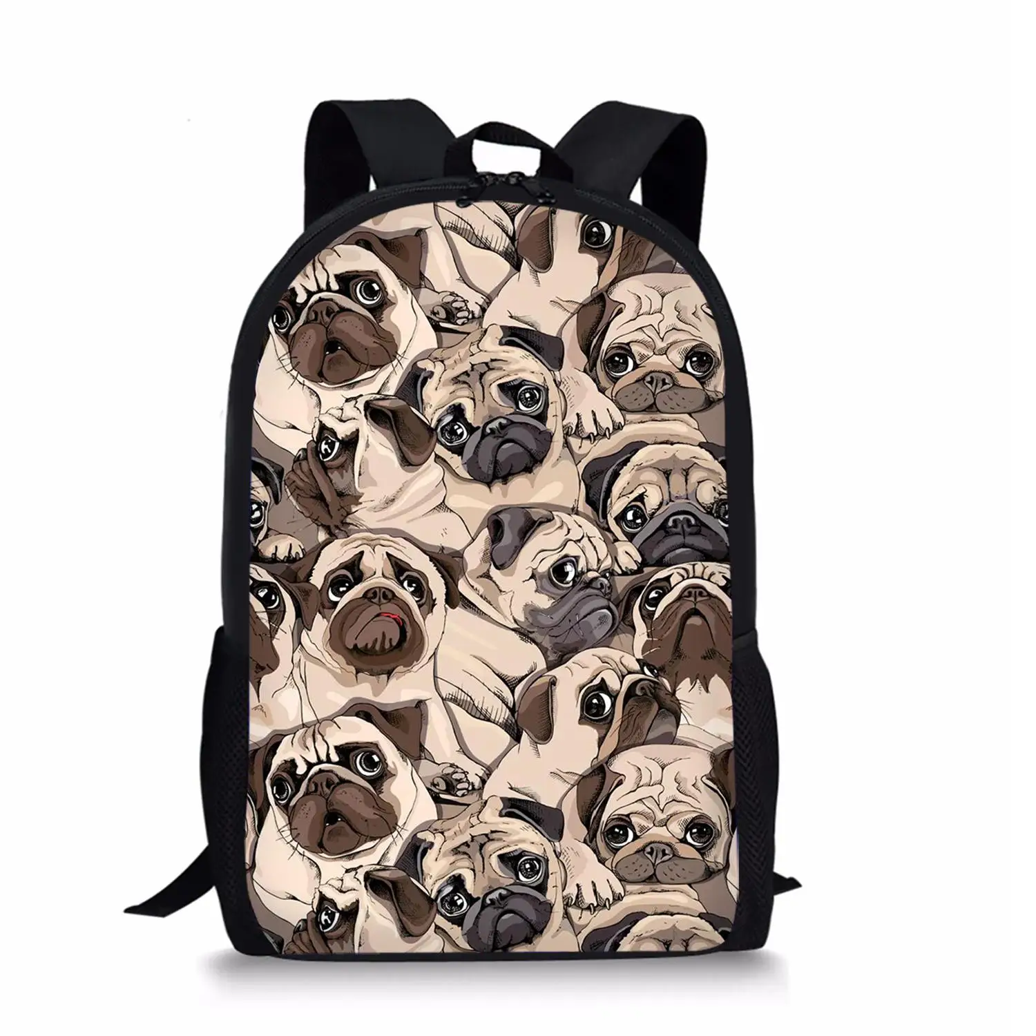 Franse Bulldog Schooltas Voor Meisjes Casual Boekentassen Bloemen Dier Hond Prints Kids Rugzak Jongens Meisje Polyester Schooltassen