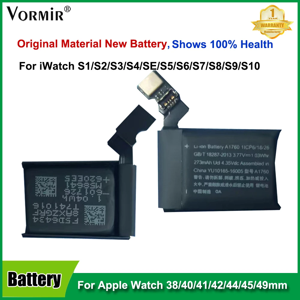 

2pcs/lot 100% Brand New Original Material Battery For Apple Watch S1 to S10 Bateria For iWatch GPS/LTE 38mm 40mm 42mm 45mm 46mm