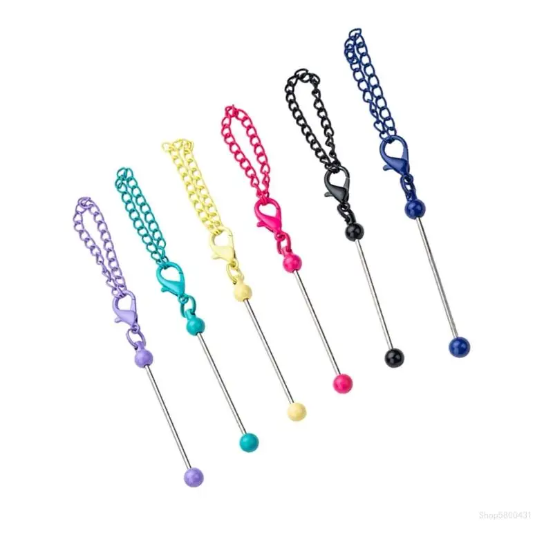 6Pcs Beadable Keychain with Chain for Women Girl, Colorful Metal Keyring Key Holder Keychain Accessory Stocking Fillers