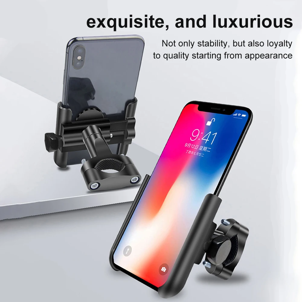 Aluminum Alloy Bicycle Phone Holder GPS Bracket Cellphone Stand Motorcycle Rearview Mirror Handlebar Mount for iPhone Xiaomi