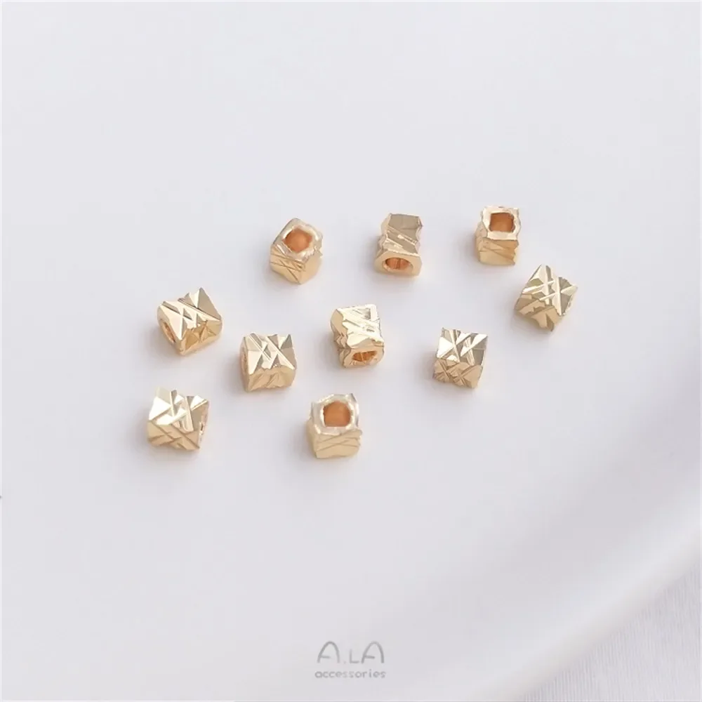 

Car flower square beads 14K bag gold batch flower cutting square separated beads diy beaded bracelet necklace accessories