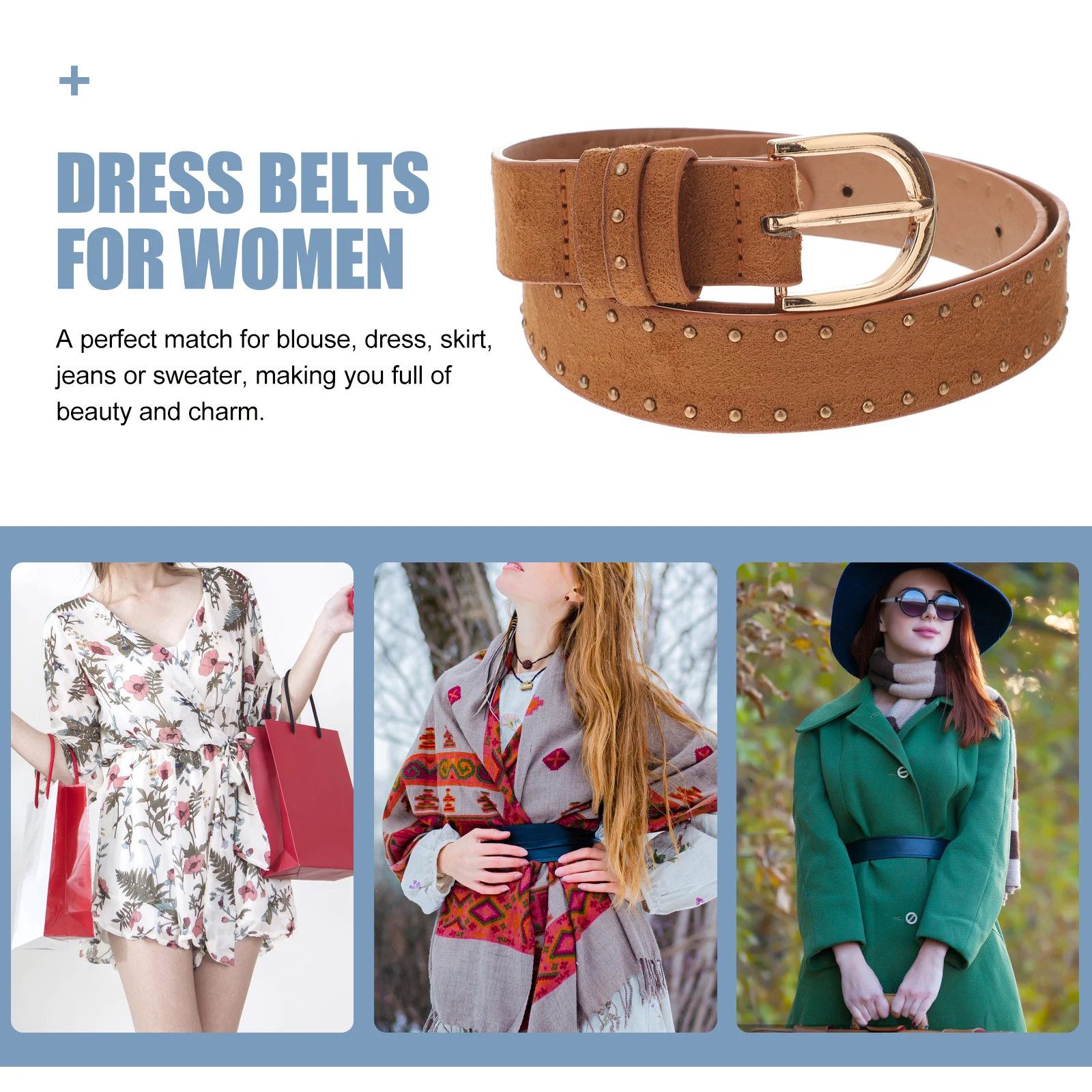 

Fashion Rivet Waist Belt Lightweight Comfortable Casual Dress Jeans Pants Belt for Women Dress Belts for Women