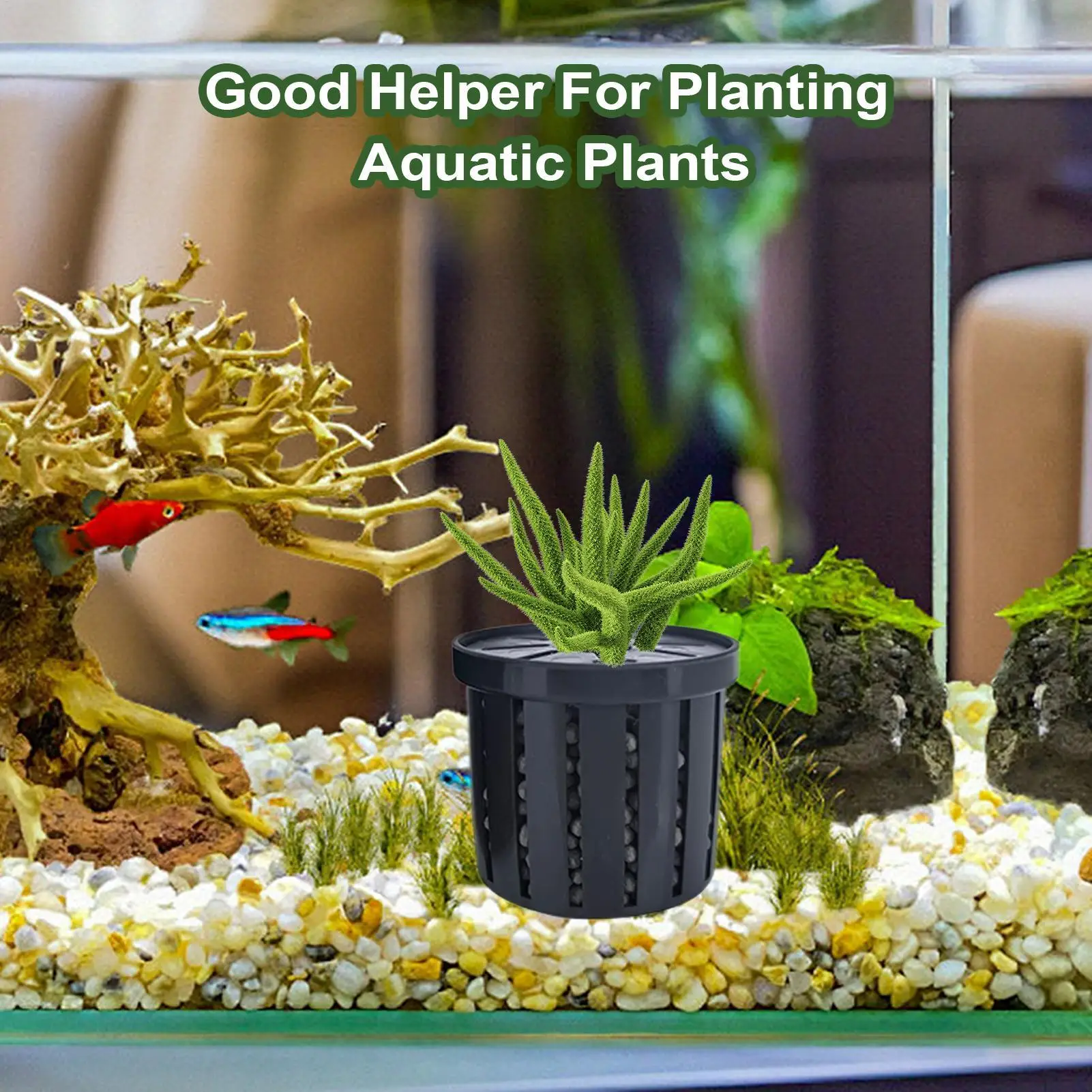4 Stück Aquarium-Pflanzentöpfe mit Schwamm-Saugnäpfen, atmungsaktiv, wasserdurchlässig, für Zuhause, Fischbecken, Pflanzentöpfe, Halter – Detail 5