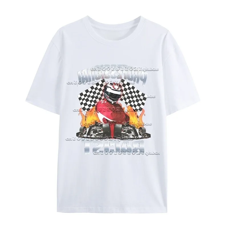 

Футболка с короткими рукавами и 3D-принтом Racing Element, американский тренд, летний свободный топ для пар, быстросохнущий топ