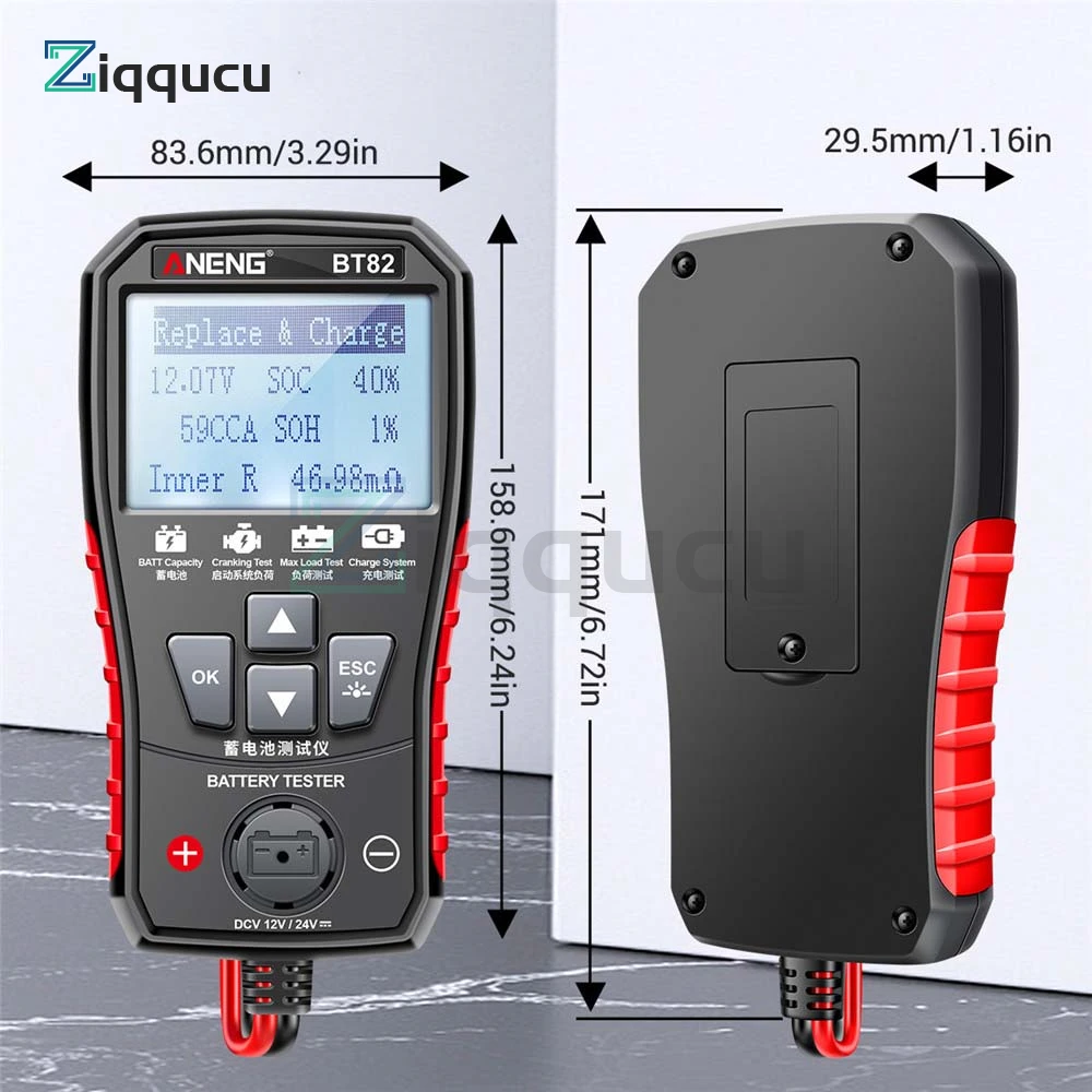 BT82 Digital  Car Battery Tester Portable Circut Test Analyzer Battery Detector Auto Motorcycle Fault Testing Battery Tool