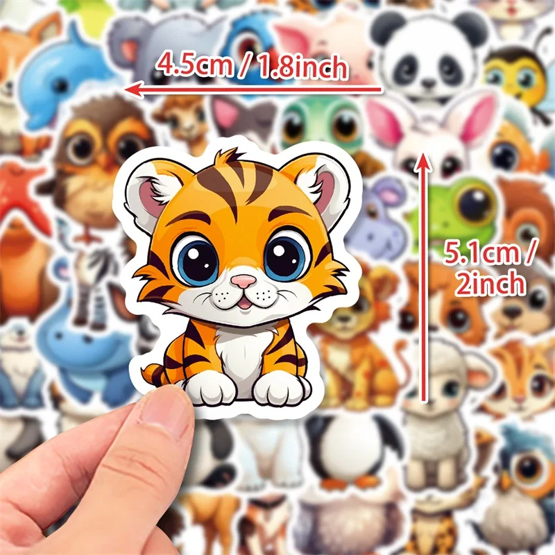 10/30/50PCS Cute Big Eye Animal PVC Sticker Aesthetic Color Decoration Scrapbooking Sketchbook Korean Stationery School Supplies