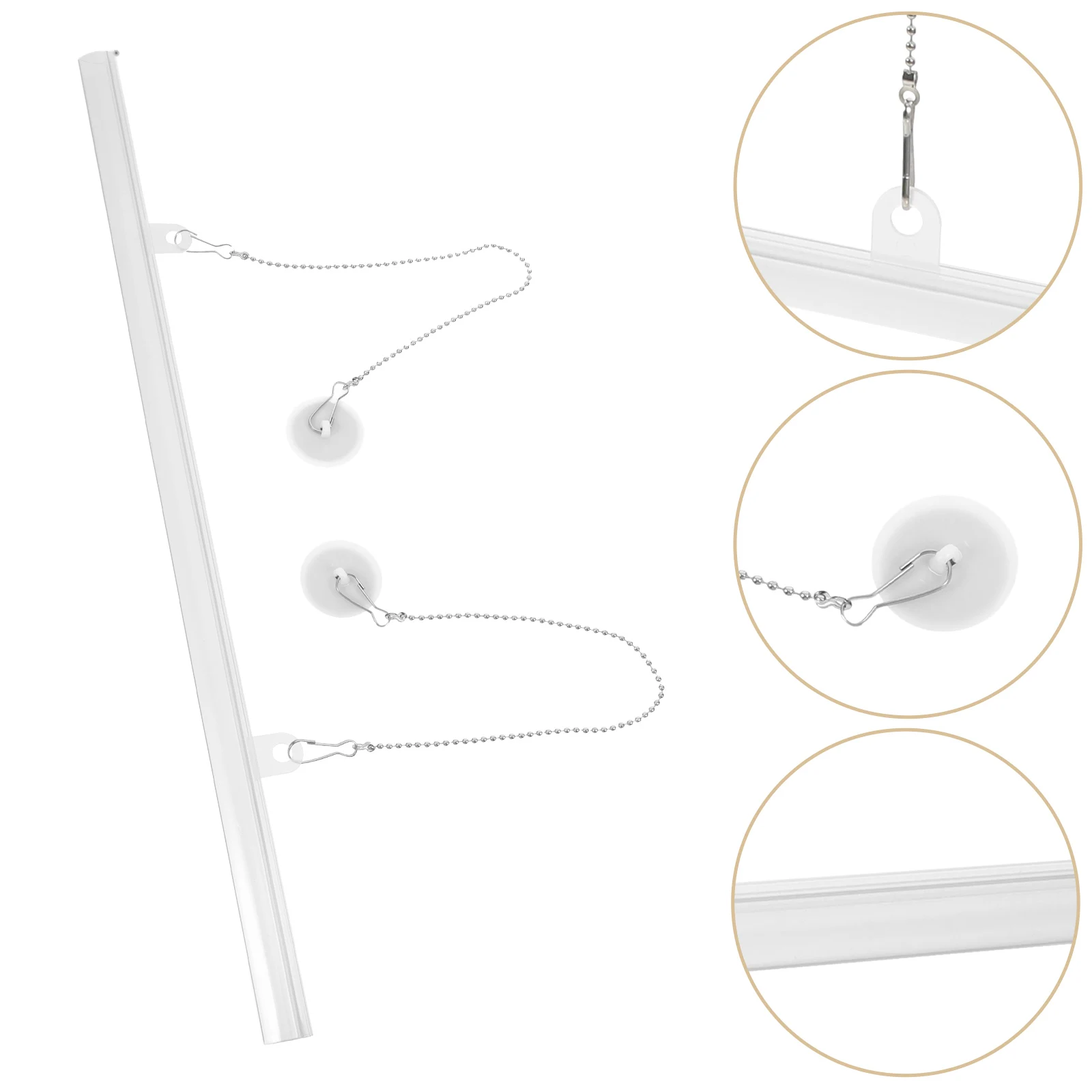 

2pcs Poster Hanger Clips Hanging Flag Pole Set Chain Pvc Iron Easy Assembly Gift Exhibition Mall Decor 40Cm