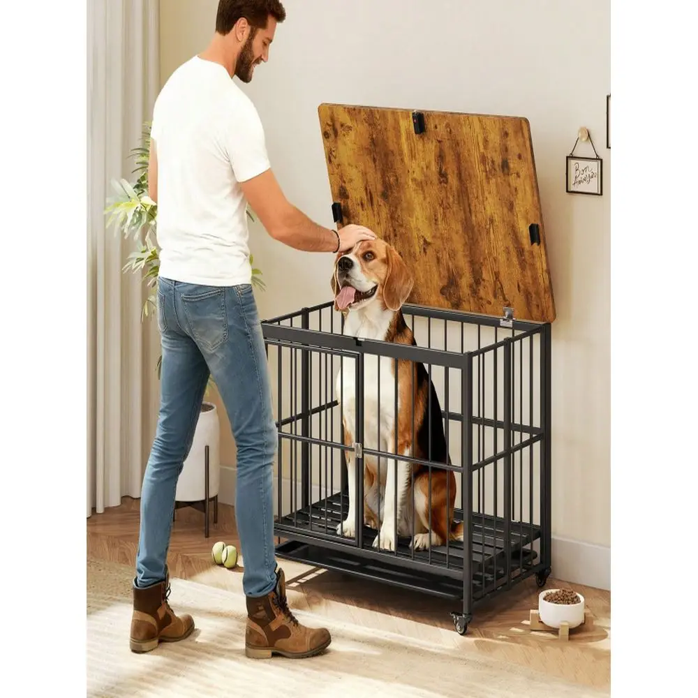 Dog Crate Furniture With Removable Tray Lockable Door For Dogs Cats, MultiFunctional Pet House End Table, EasyClean Cat Supplie
