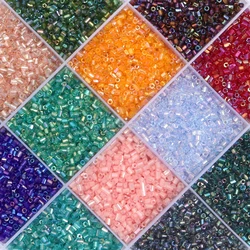 2mm Czech Glass Seed Beads Transparent Colorful Tubular Loose Rice Beads DIY Craft Bracelets Earrings Jewelry Gift Accessories