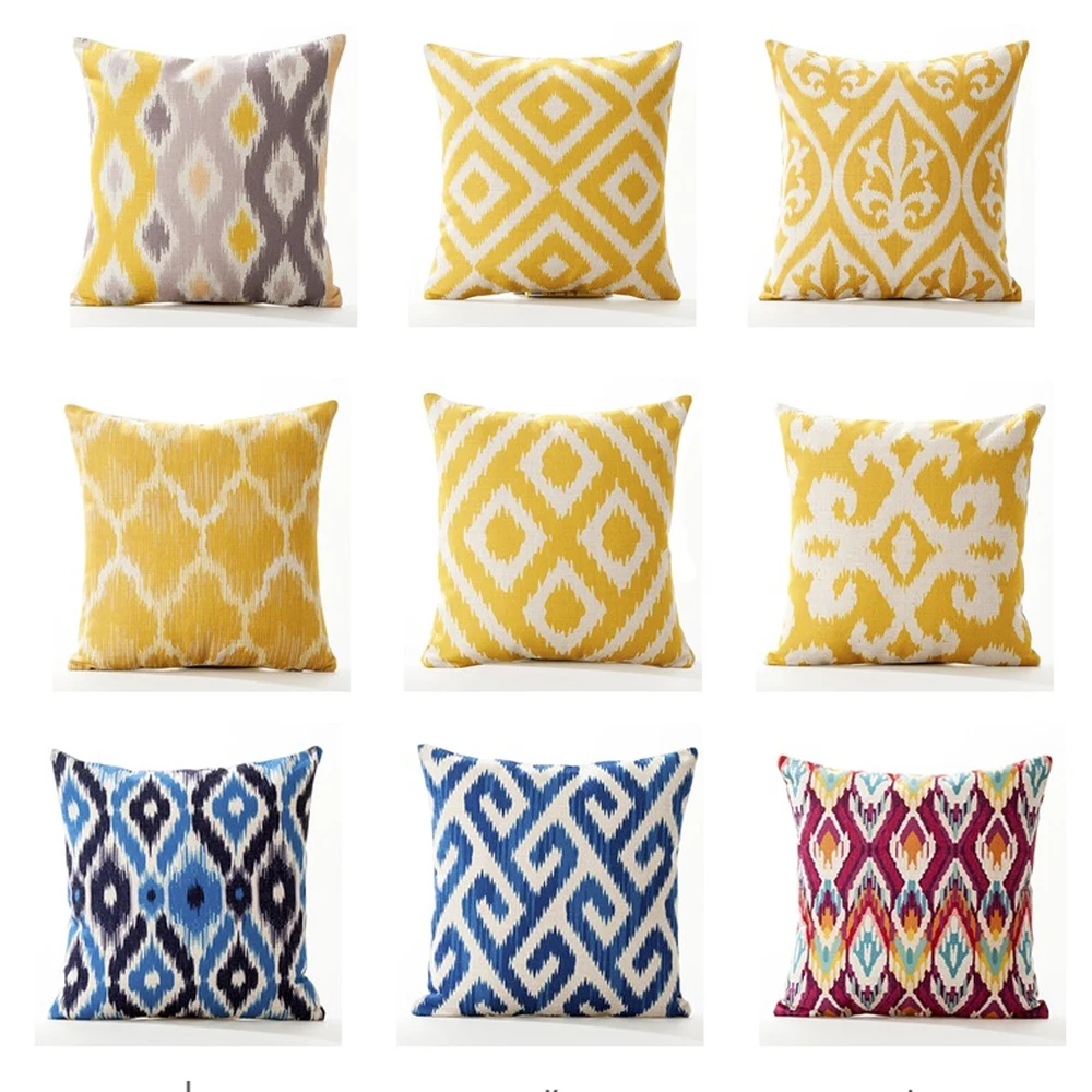 Yellow Blue Geometric Boho Pillow Covers 60x60 Home Decorative Bohemian Pillows for Sofa Cushion Cover Living Room Decoration