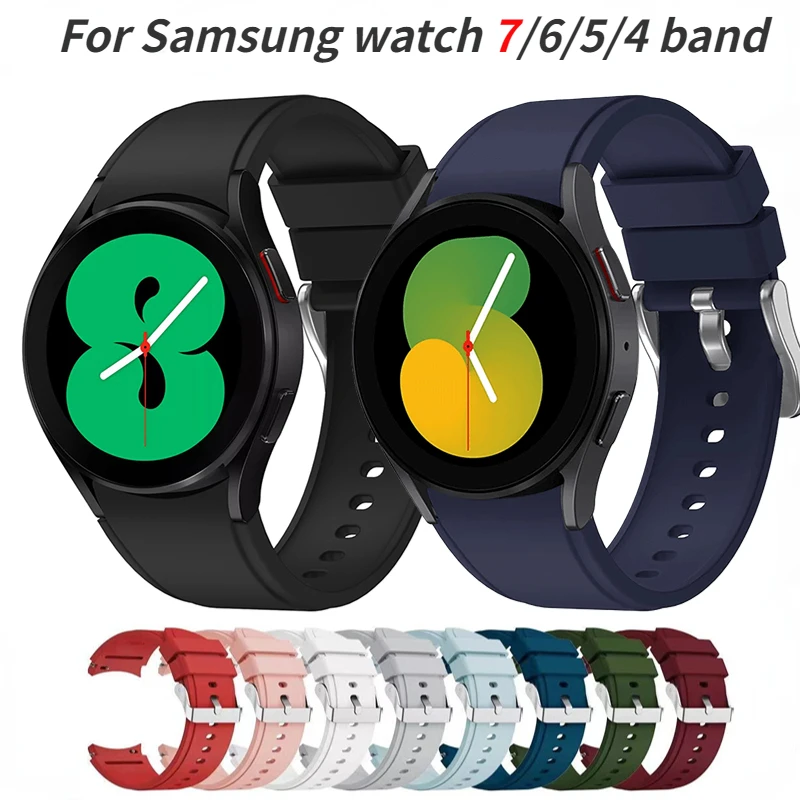 Sport Silicone Strap For Samsung Galaxy Watch 7/6/5/4 44mm 40mm 5Pro 45mm No Gap Bracelet Wristband For Watch 6/4 Classic Correa