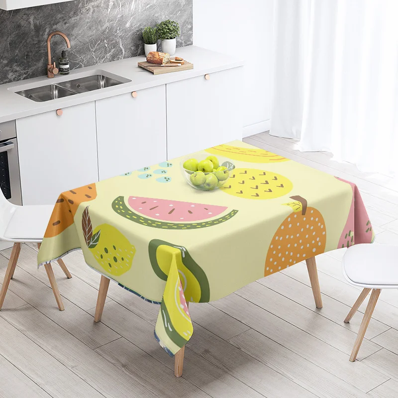 Abstract Art Food Illustration Tablecloth Oil-proof Tablecloth Waterproof Picnic Fabric Nordic Home Decoration