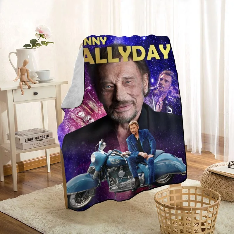 Johnny Hallyday Blanket Personalized Blankets On For The Sofa/Bed/Car Portable 3D Blanket For Kid Home Textile Fabric 10.14