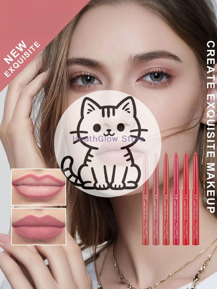 1 szt. 12 Kolorów Matowa Pomadka w Płynie Wodoodporna Długotrwała Automatyczna Konturówka do Ust Makijaż Błyszczyk do Ust Konturówka dla Początkujących