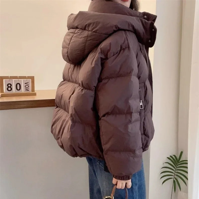Women Korean Cotton Parkas Hooded Winter Oversize Coat Thick Warm Loose Puffer Jacket Female Solid Fashion Zipper Outwear - Image 4