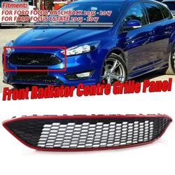 Przedni zderzak samochodowy środkowy Grill wyścigi Grille siatka o strukturze plastra miodu Panel Grill dla Ford Focus MK3 ST linia 2015 2016 2017 czerwony czarny