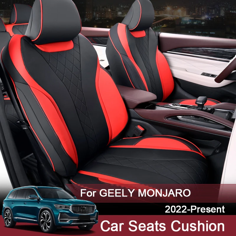 Car Full Surrounding Seat Cushion Cover Customized For Geely Monjaro 2022-Present Protect PU Leather Waterproof Auto Accessory