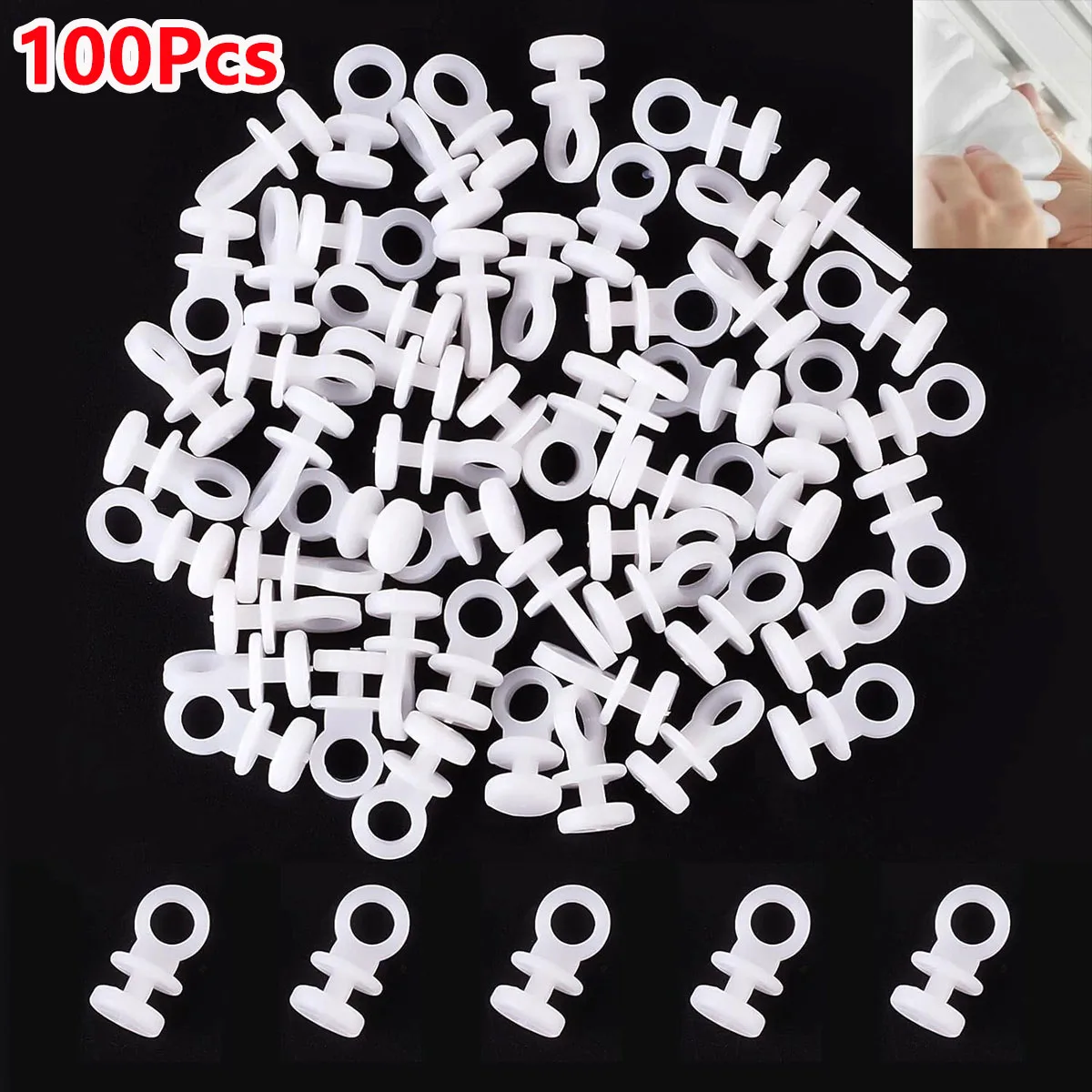

100Pc Nylon Curtain Track Hooks Runner For Camper Van Motorhome Caravan Boat Car Track Wheel Curtain Rod Hooks Hanging Accessory