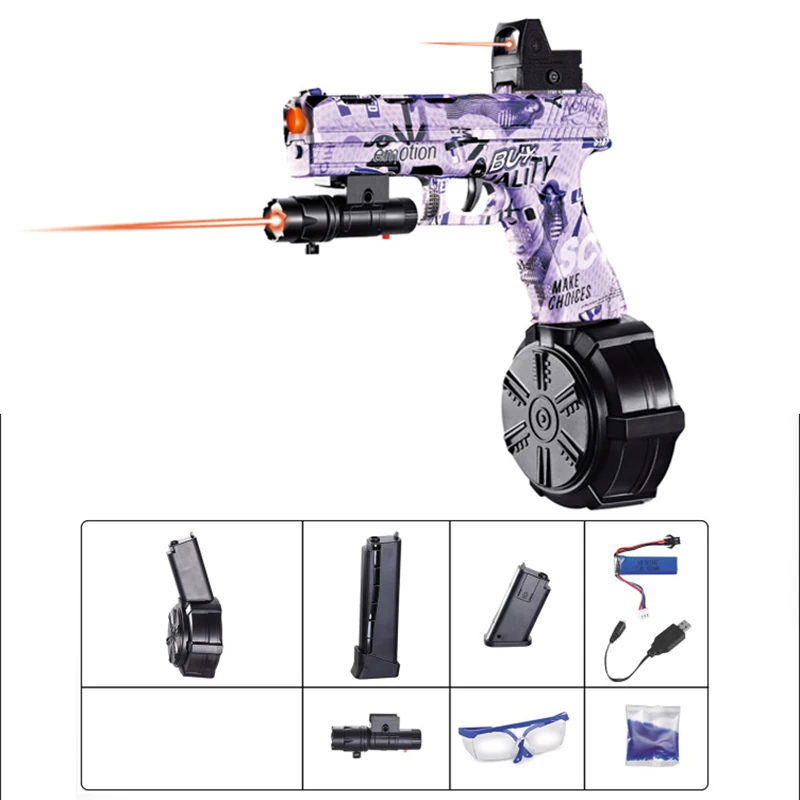 男の子、おもちゃ銃用の電気高速ビーズとボールガン、7.4vバッテリー、バーストゲームモデル、カモフラージュカラー、パターンとacce、売れ筋