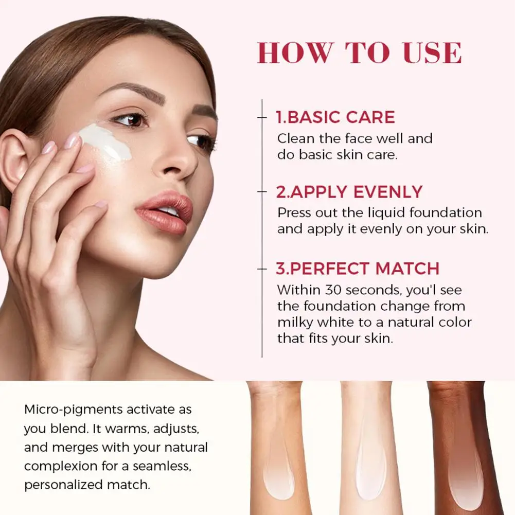 Base de Maquillaje SMOOCHE SPF15 con Cambio de Color, Autoajustable al Tono de Piel, Fórmula Ligera y Nutritiva para un Acabado Mate Natural