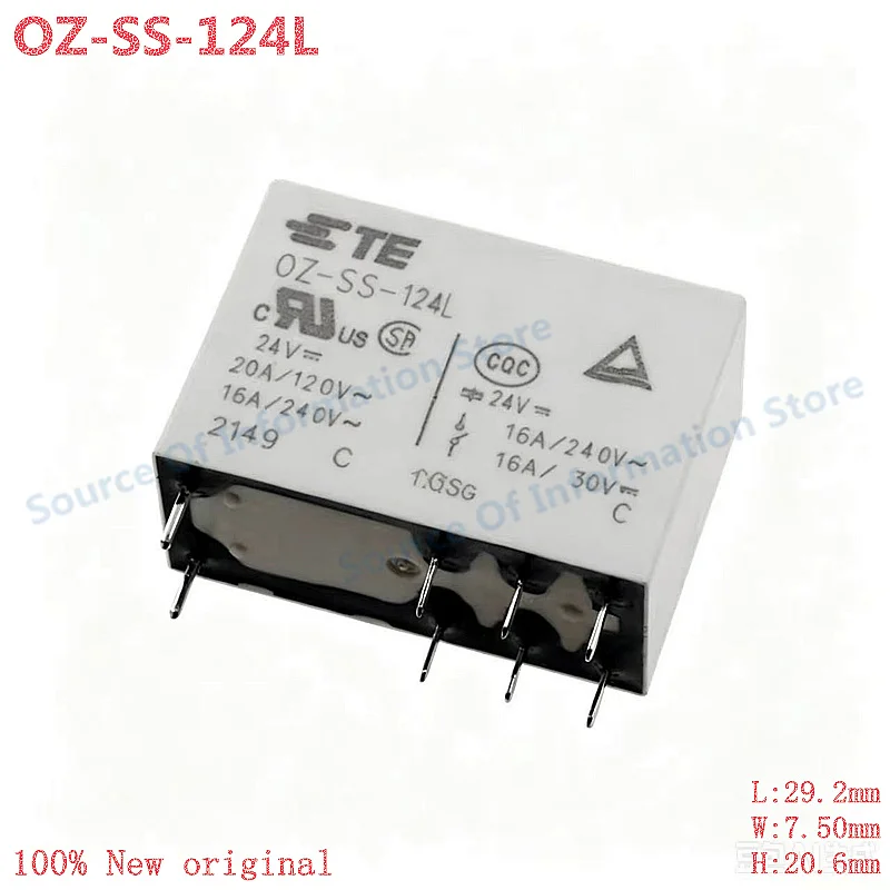 

10Pcs OZ-SS-124L TE Connectivity 24V 16A 8-Pin SPDT Relay for Household Appliances