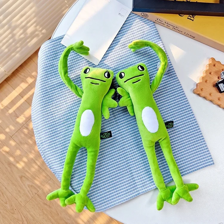 Influencer Funny Long Strip Plush Frog Keychain Pendant Cartoon Anime Rock Frog Figure Backpack Decor Car Keychain For Gift