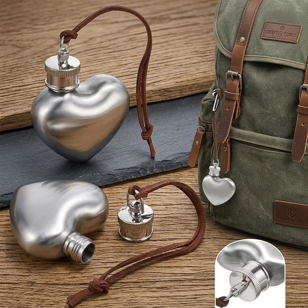 Mini 1oz 30ml Portable Outdoor Hip Flasks Wine Pots Love Heart Shaped Small Drinkwares Stainless Steel Wine Bottle Water Bottles