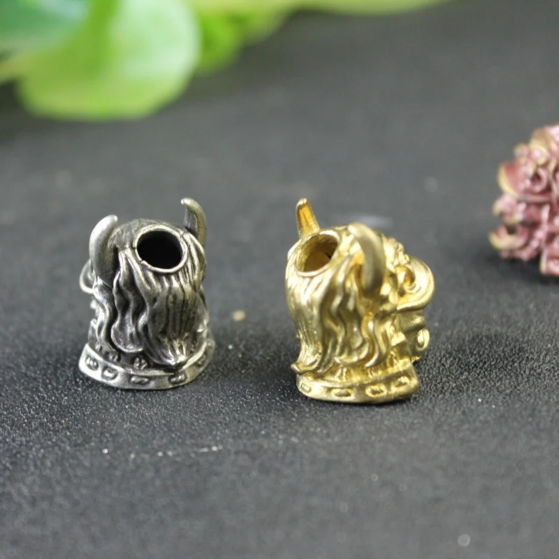 Japanese Eagle Nose Samurai Helmet Knife Beads Woven Paracord Lanyard Pendants Outdoor EDC Umbrella Rope Brass DIY Accessories