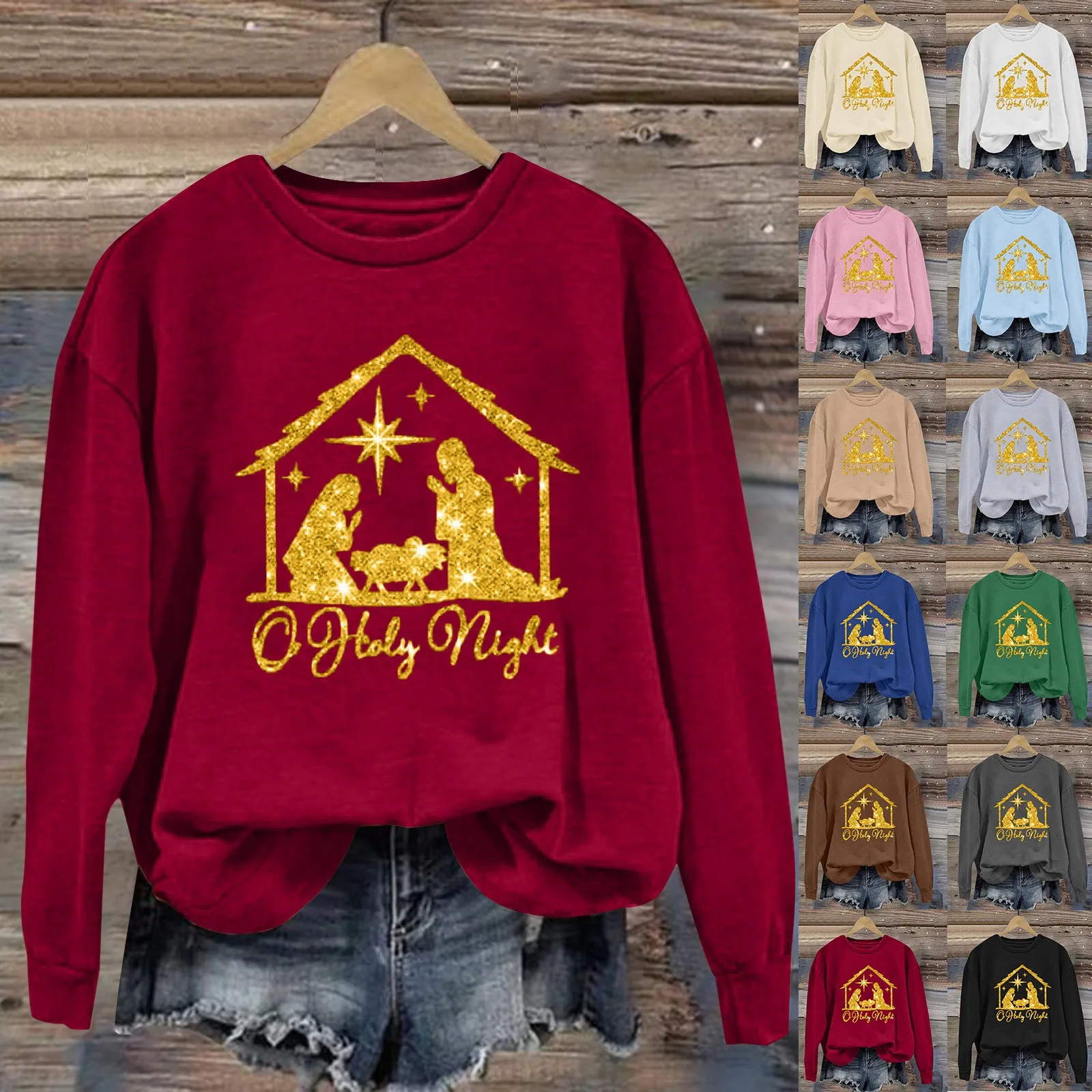 

Light Womens Sweatshirt Women's Christmas Crew Neck Sweatshirt Long Sleeve Fleece Sweatshirt Holiday Zipper Pullover Women