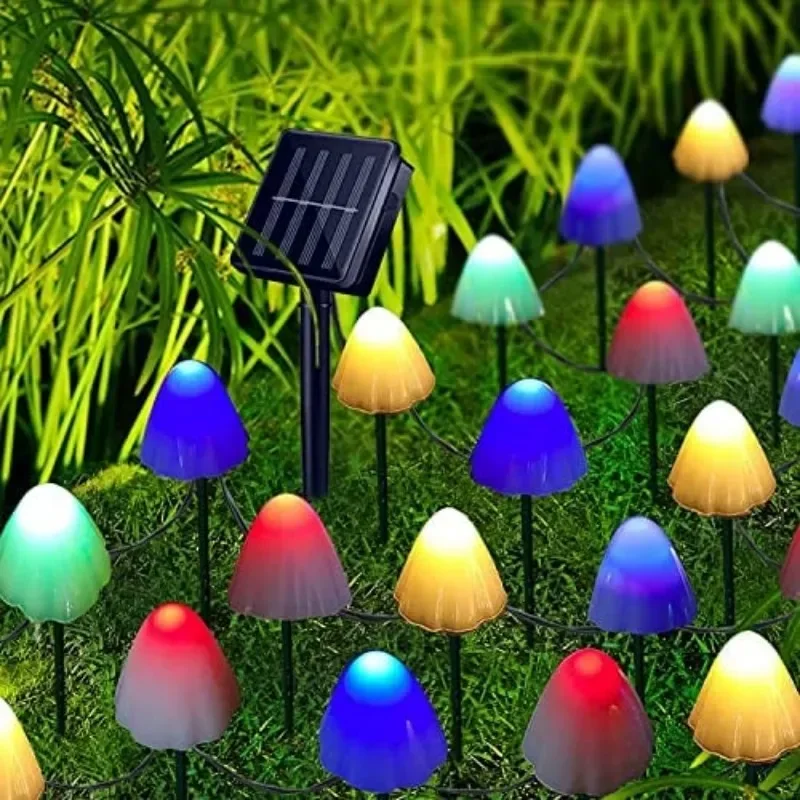 Luci solari a fungo, 8 modalità Lucine da esterno Natale Fungo solare da terra per esterni a led Piccole luci colorate