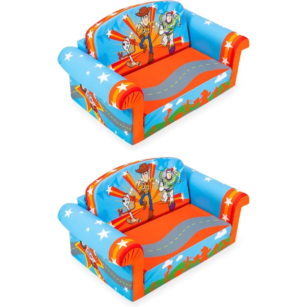 

2 Pack Kids 2-in-1 Convertible Foam Sofa Bed with Open Arms, Toy S4
