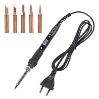 908S 80W Soldering Iron Kit Adjustable Temperature LCD Solder Welding Tools with Solder Tin Iron Tips 220V 110V 60W 80W