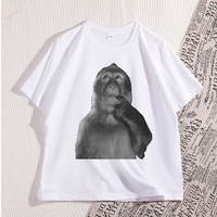 Funny Monkey T Shirt Men Women Stupid Meme Tshirt 90s Vintage Short Sleeve T-shirts Casual Oversized Hip Hop Loose Tee Shirt