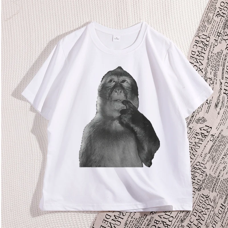 Funny Monkey T Shirt Men Women Stupid Meme Tshirt 90s Vintage Short Sleeve T-shirts Casual Oversized Hip Hop Loose Tee Shirt