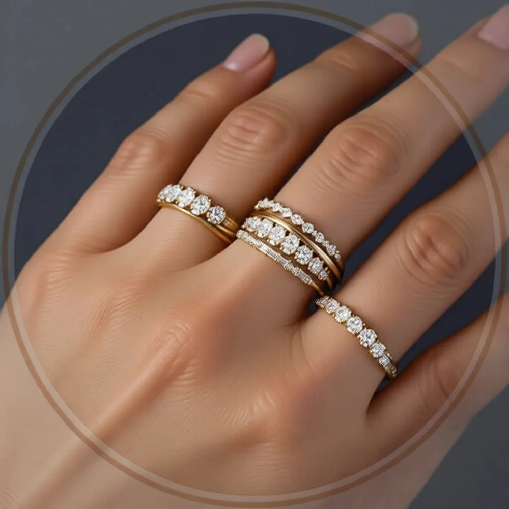 

Набор штабелируемых золотых колец для женщин, не тускнеющие, с покрытием из 14-каратного золота, с кубическим цирконием, для большого пальца, обручальные и помолвочные кольца, размеры 6-10